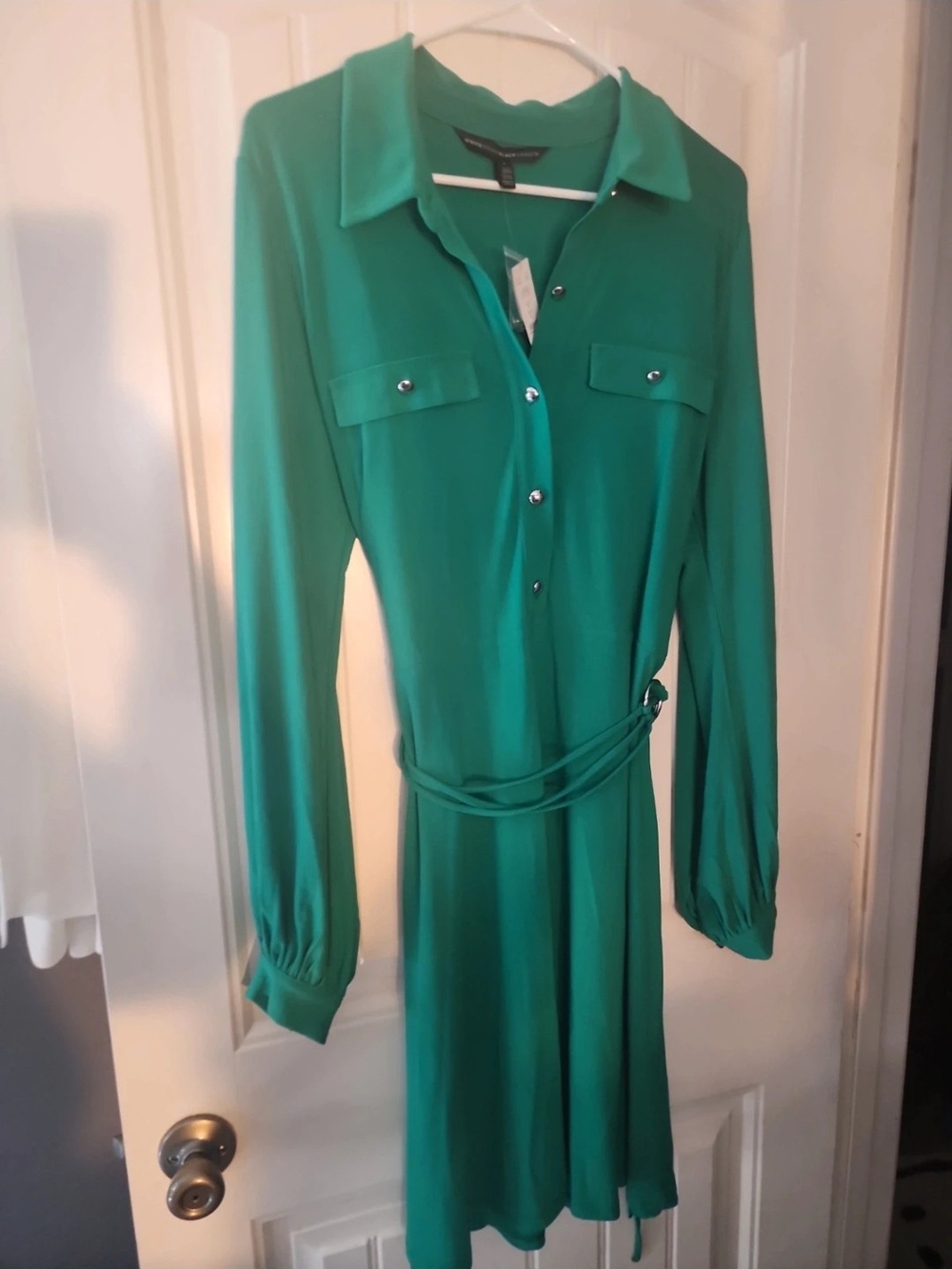 Worthington Emerald Green Long Sleeve Shirt Dress